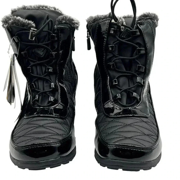 Khombu NWT Womens 8W Black Quilted Winter Boots Faux Fur Lining K Comfort - Picture 3 of 16